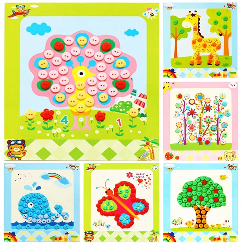 Kid Toys And Craft - 5 pçs/set crianças diy botão adesivos